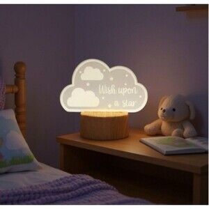 NEW Moon & Stars Night Light Cloud Wish Upon A Star Baby Shower Gift
